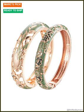 Handcrafted Cloisonne Enamel Bangle Bracelet with Spring Hinge